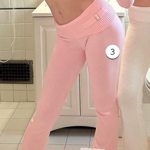 Frankies Bikinis Fleur Knit Pant Pink NWT